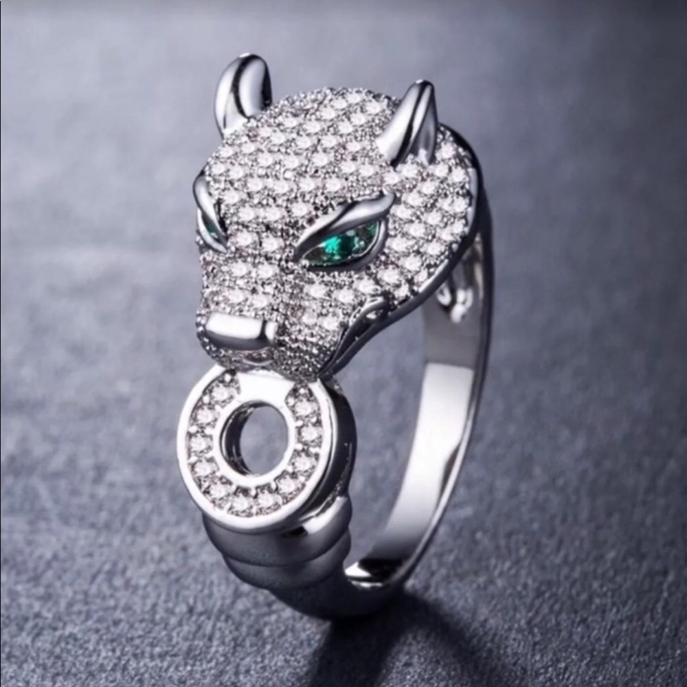 .925 Sterling Silver 1.5 Carat Panther Ring